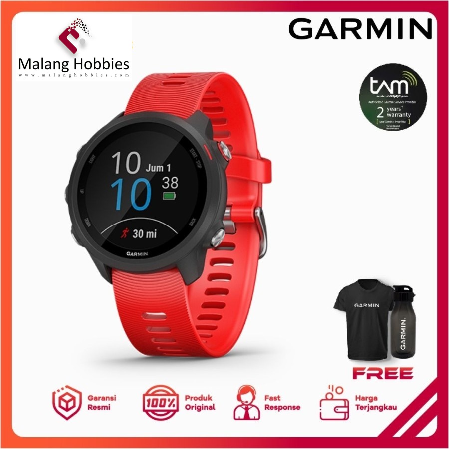 Jam Garmin Forerunner 245 Music Lava Red - Garansi Resmi TAM