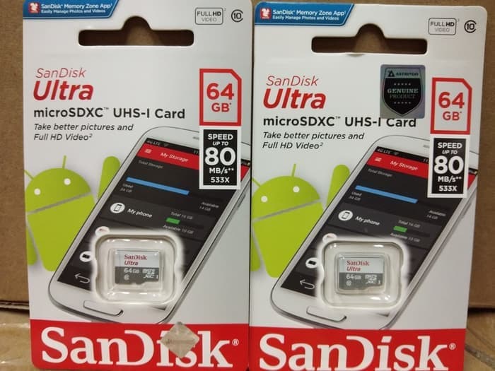 jual Memory Card MicroSD MIcro SD Sandisk Ultra Class 10 64GB 64 GB 80MB
