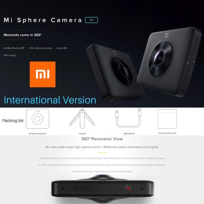 jual Xiaomi Mi Sphere Camera 4K Panorama Action Camera murah kamera 360 review