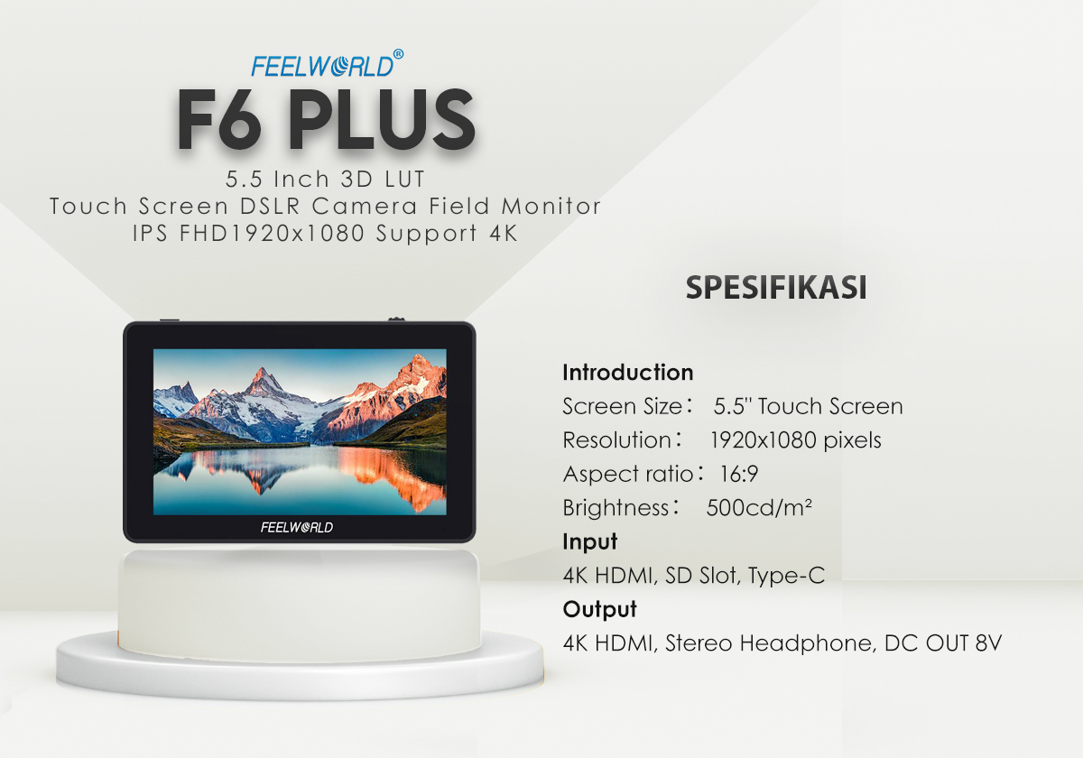jual Feelworld F6 Plus 5.5 Inch 3D LUT Monitor spesifikasi